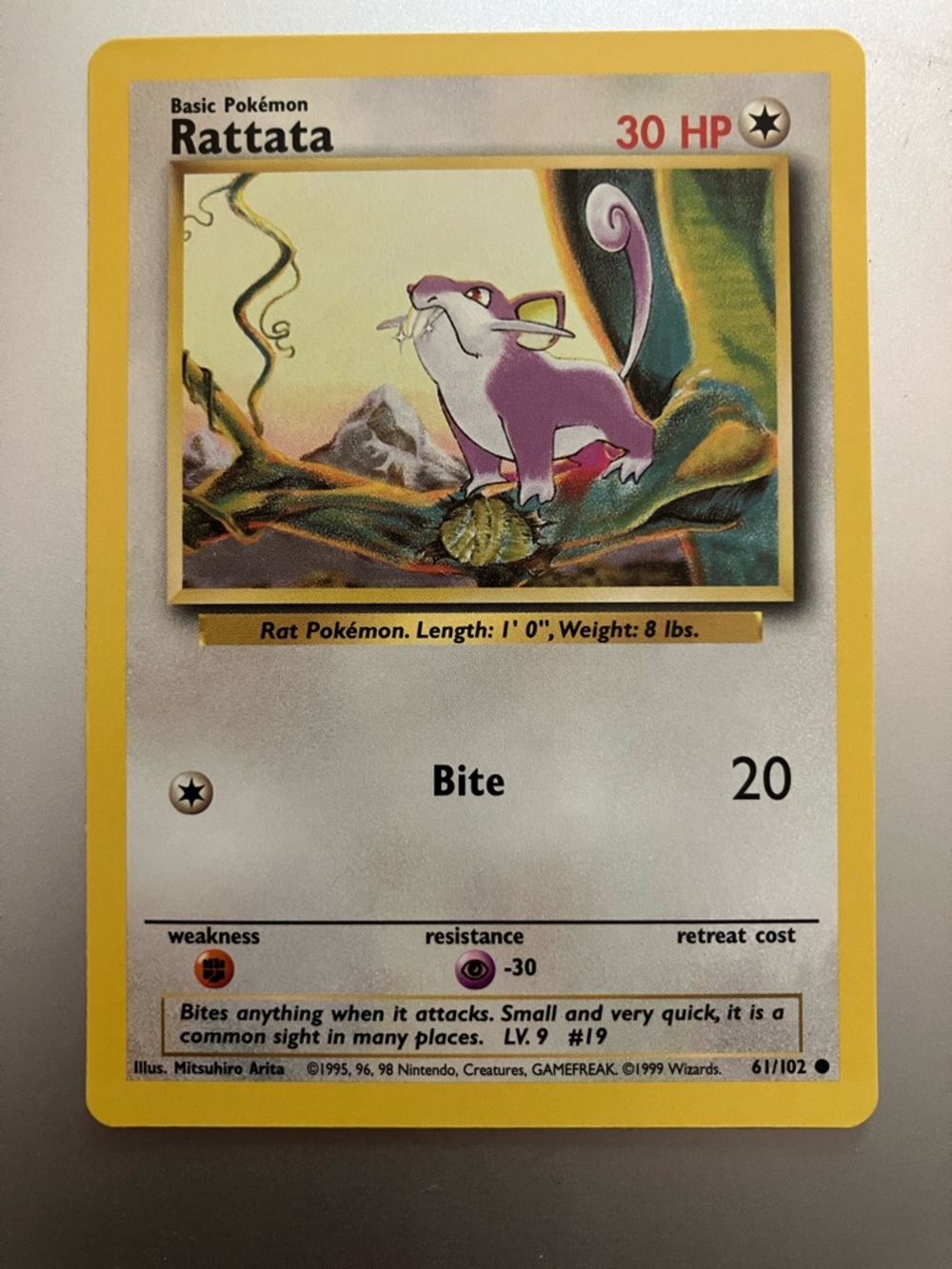 Base Set Rattata #61 Pokemon Card